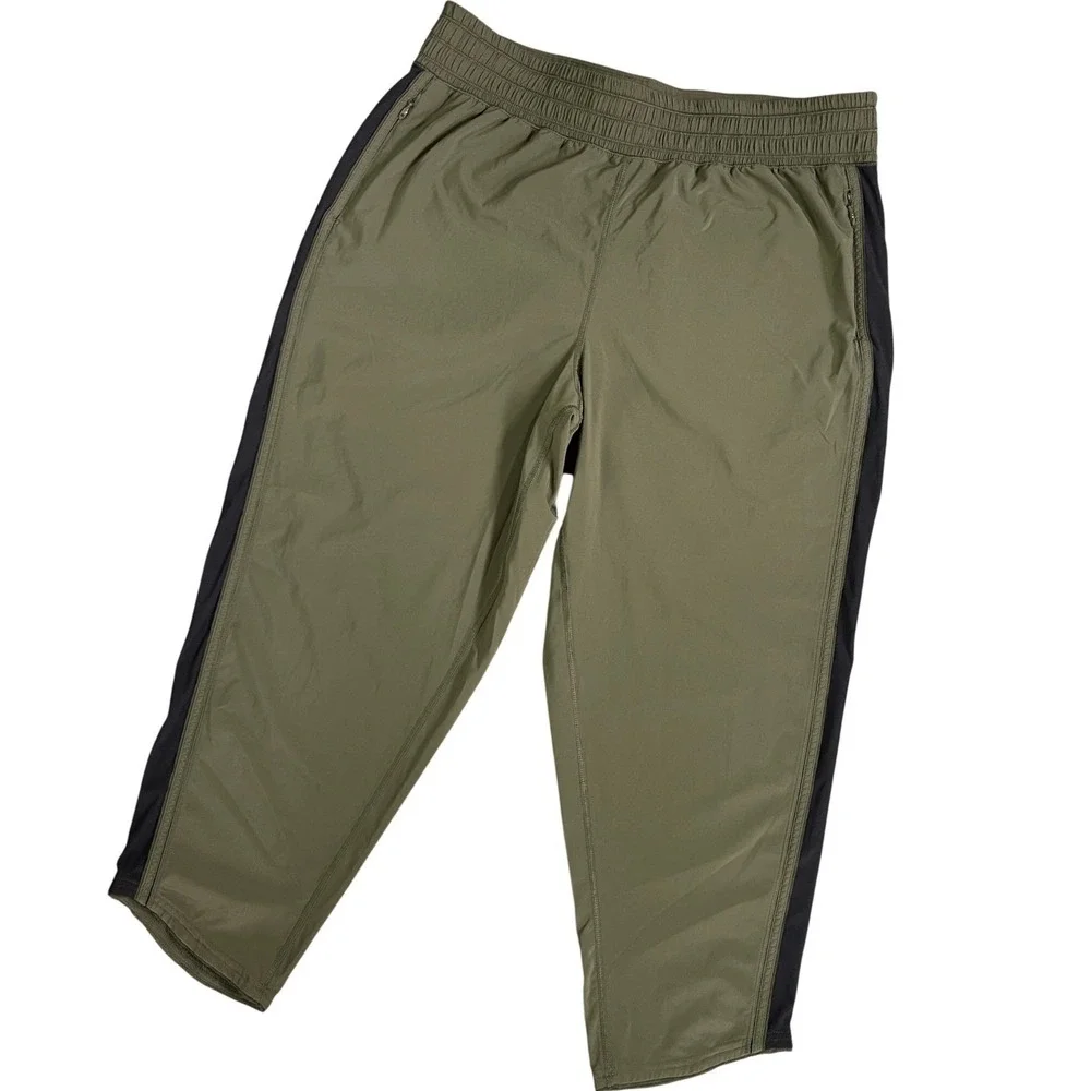Lululemon For Love Crop 23 Swift Ultra Pant Women 10 Olive Green Black Mesh Lace